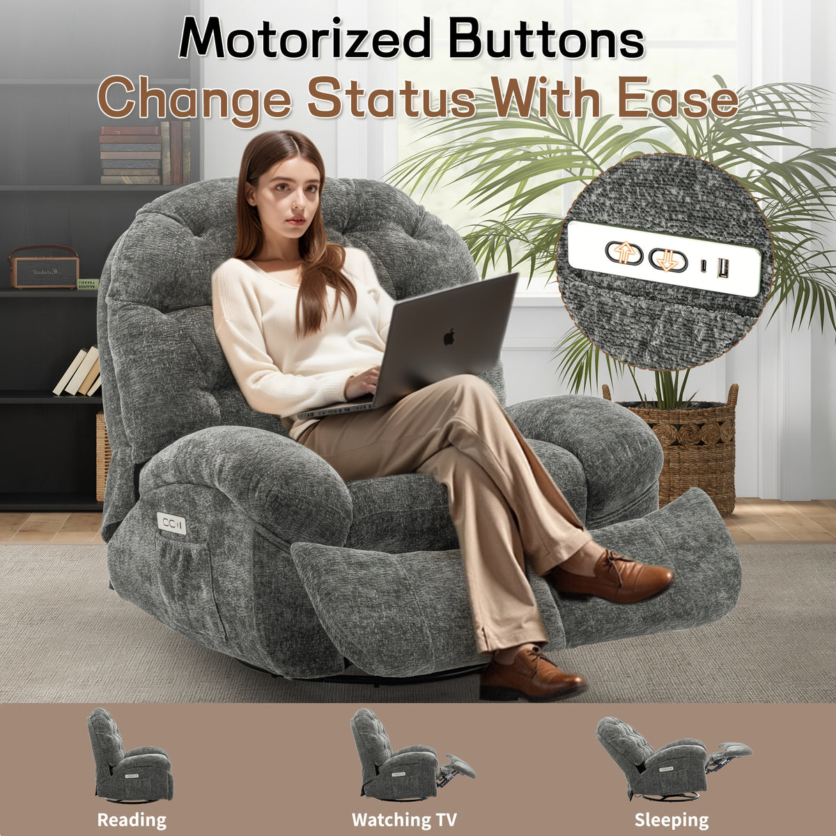 personal care armchair large 360 swivel rocking chair   - Temu