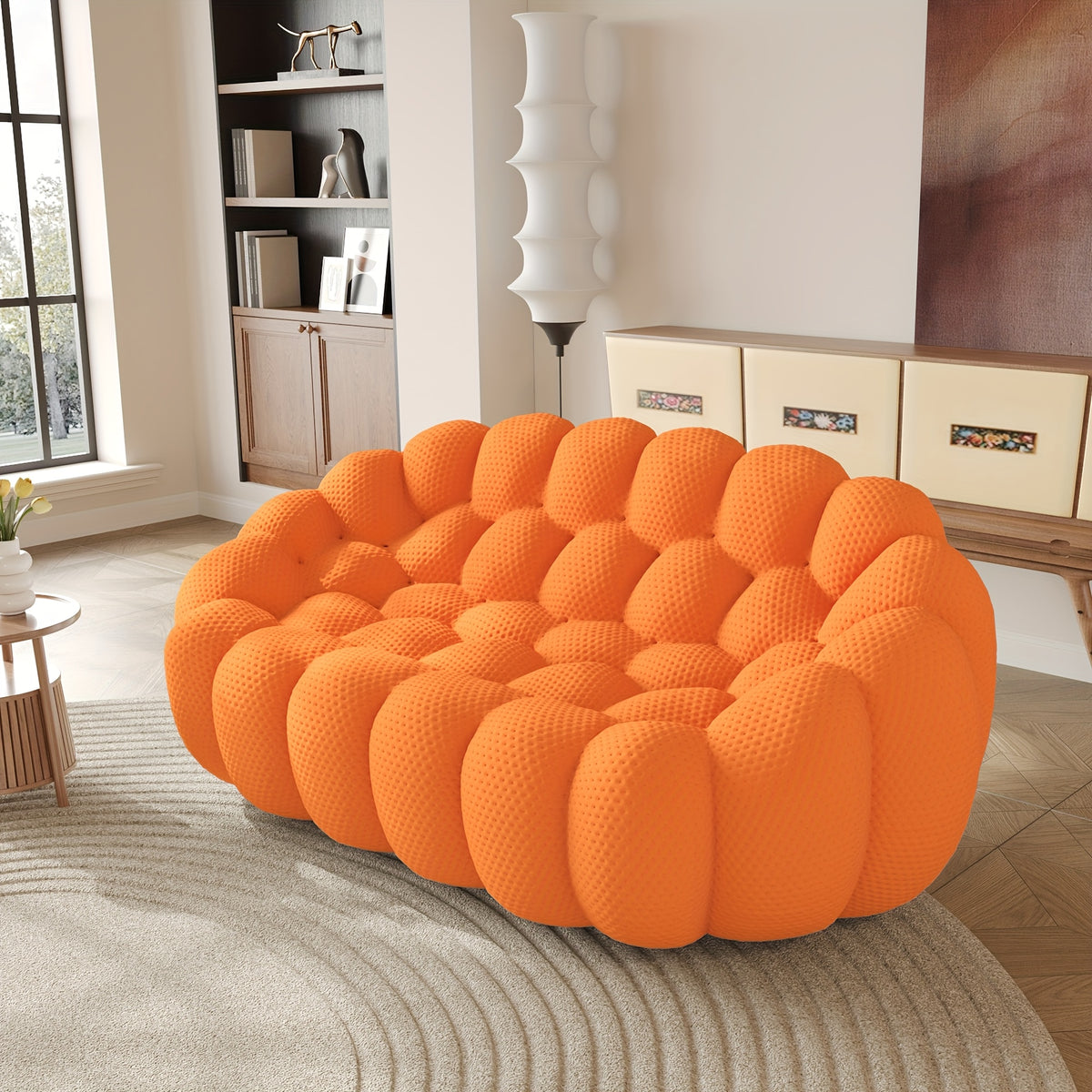 100 03 modern upholstered curved sofa 3 seater mesh fabric - Temu