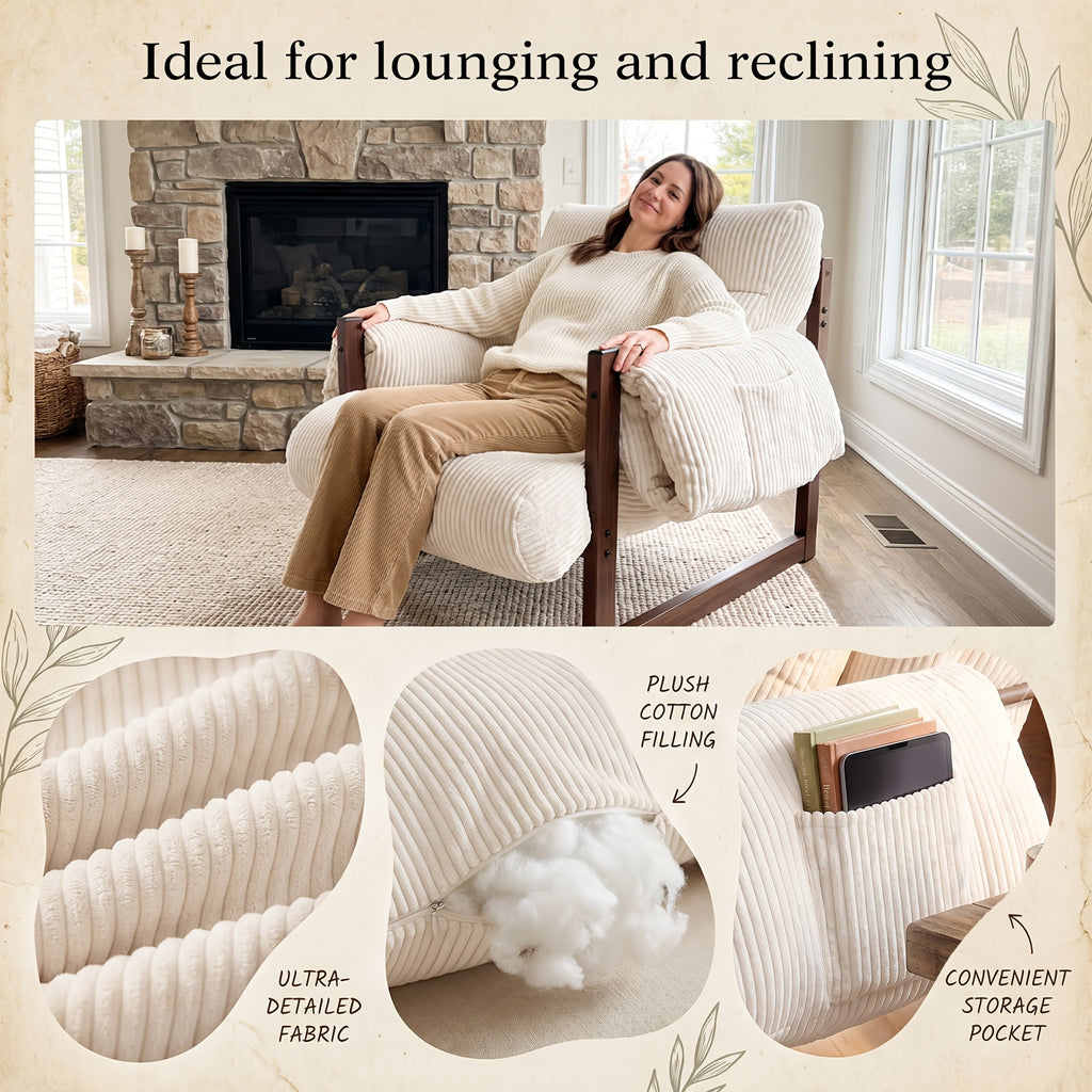 full body support accent chair armrest storage pockets wood - Temu