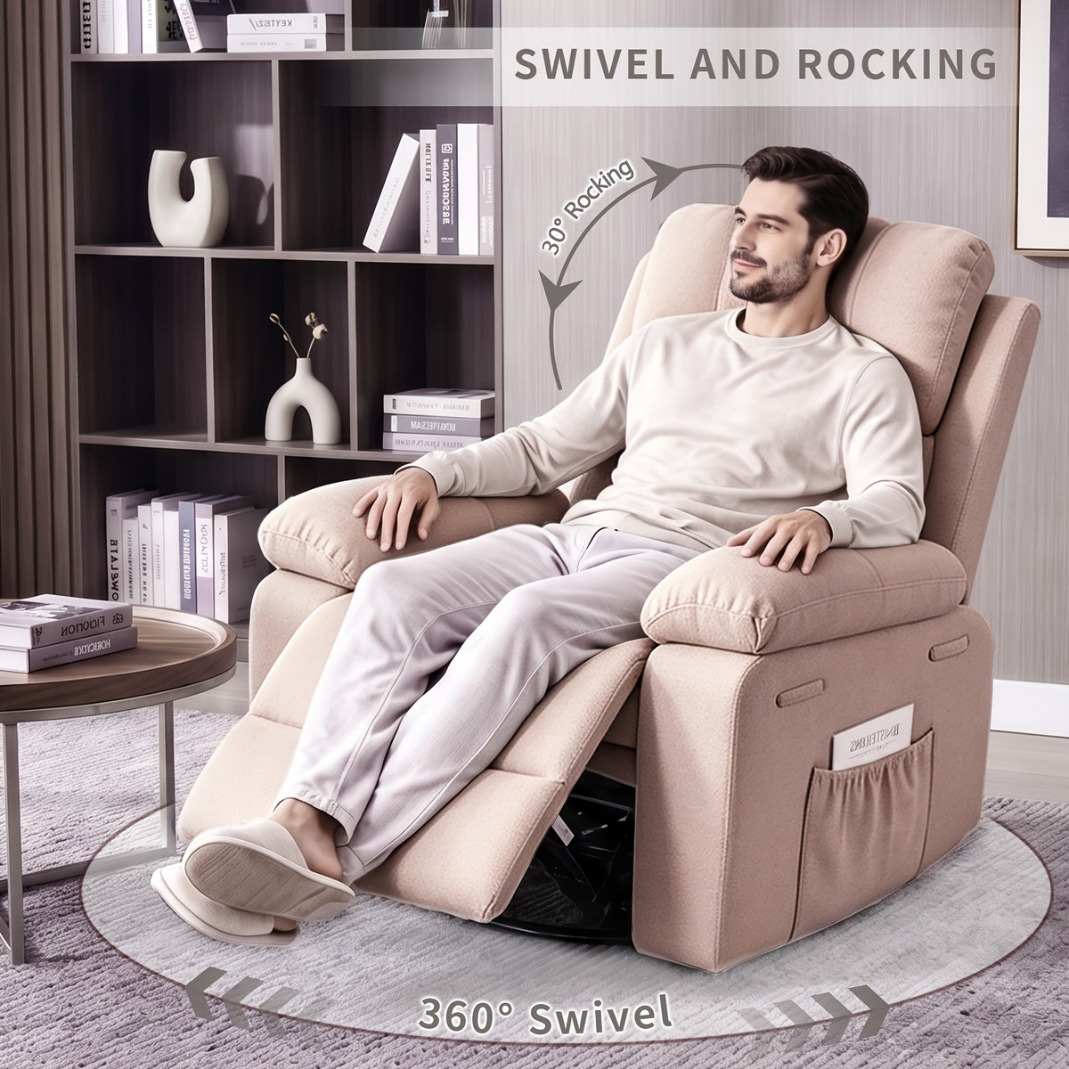 rocking recliner chair modern 360 swivel glider recliner - Temu