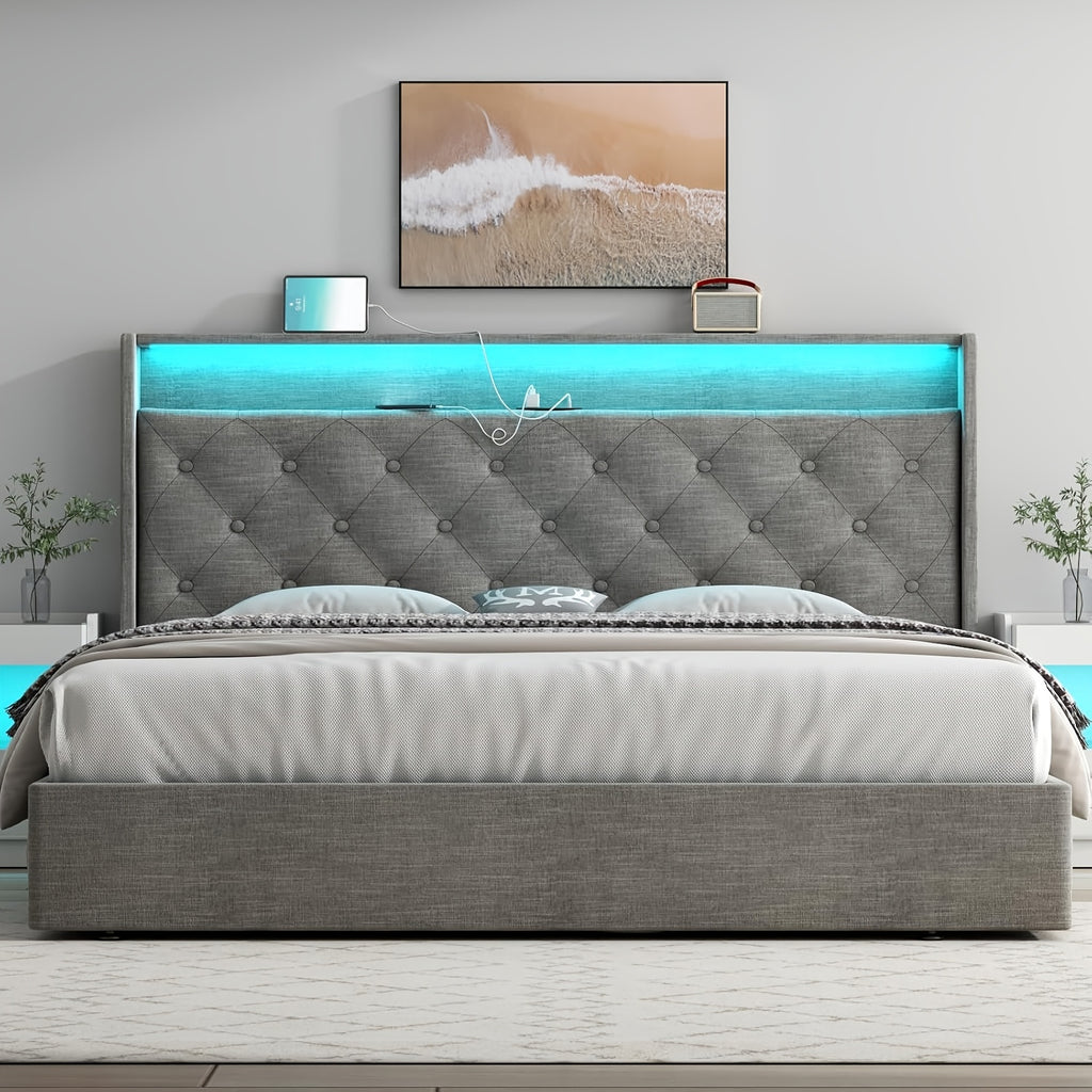 hydraulic lift upholstered bed frame   bed - Temu