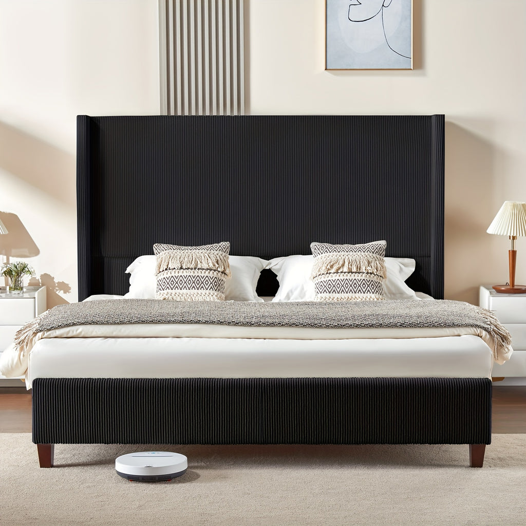 61 platform bed frame upholstered bed corduroy wingback - Temu