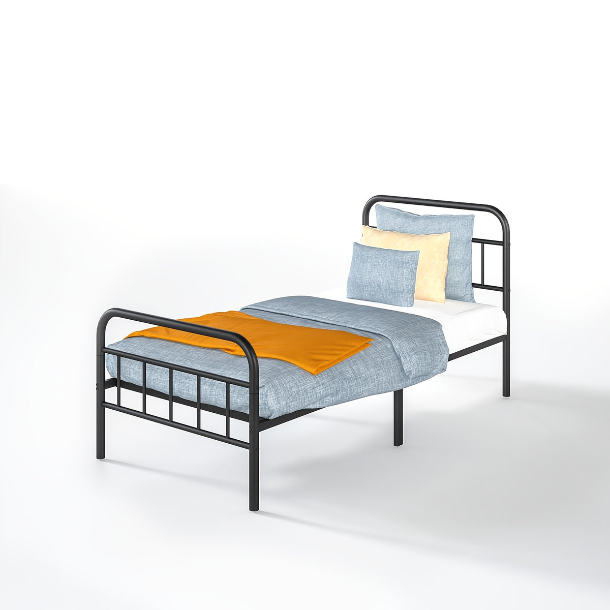 metal platform bed frame industrial style headboard - Temu