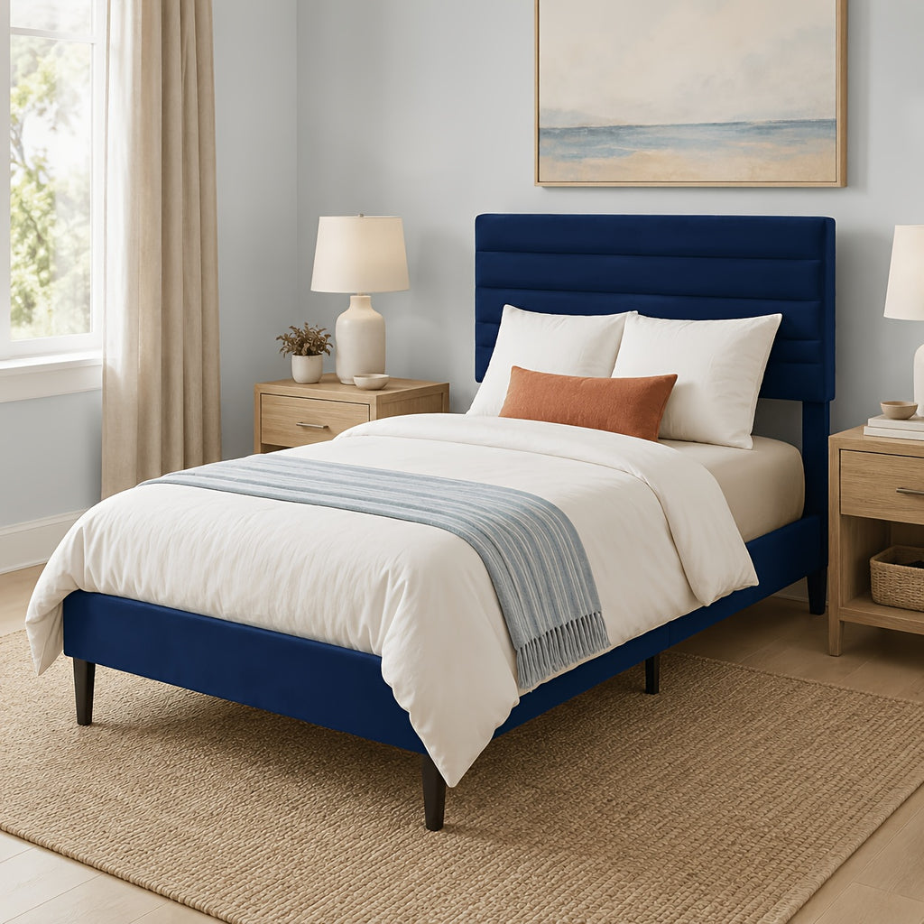 modern horizontal channel tufted upholstered bed frame - Temu