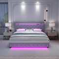 queen size bed frame led lights upholstered bed - Temu