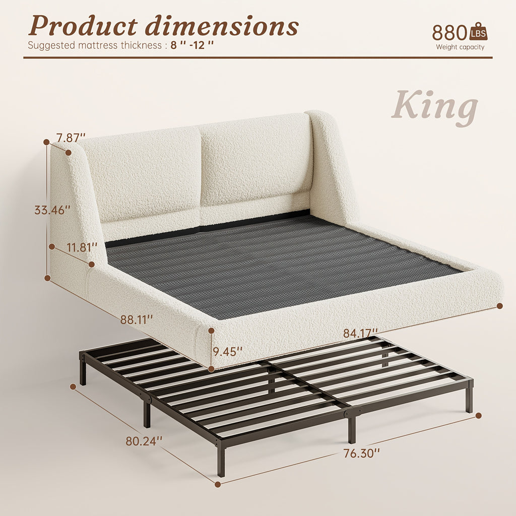 bohemian cloud bed frame queen size 5 sherpa headboard low - Temu