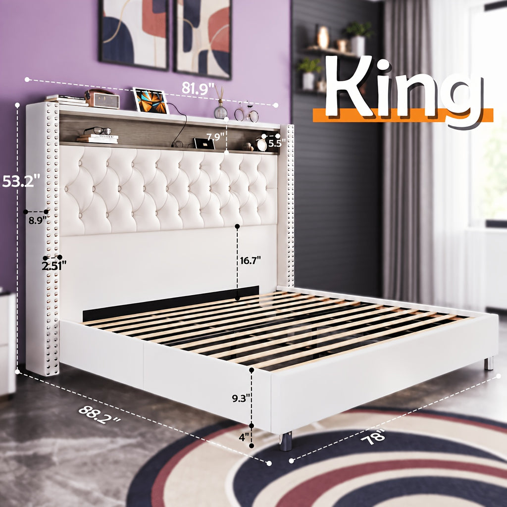 bed integrated led lights charging station velvet - Temu