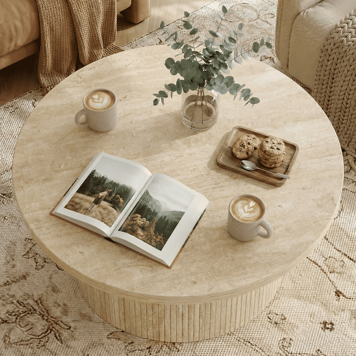 32 inch round coffee table modern suitable small space - Temu