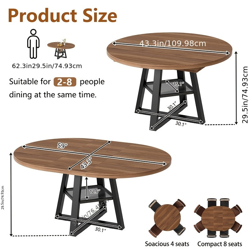extendable dining table 4 8 modern round table removable - Temu