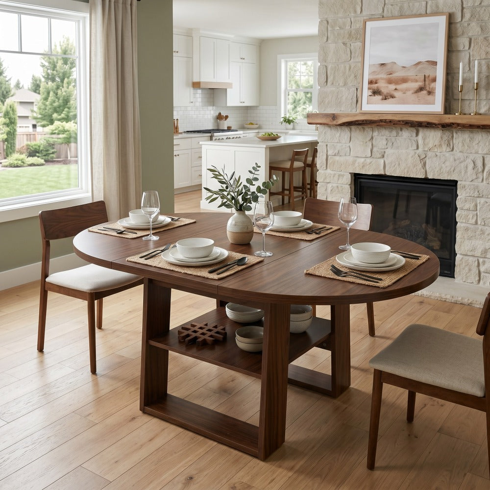 43 3 59 extendable round dining table 4   oval kitchen - Temu