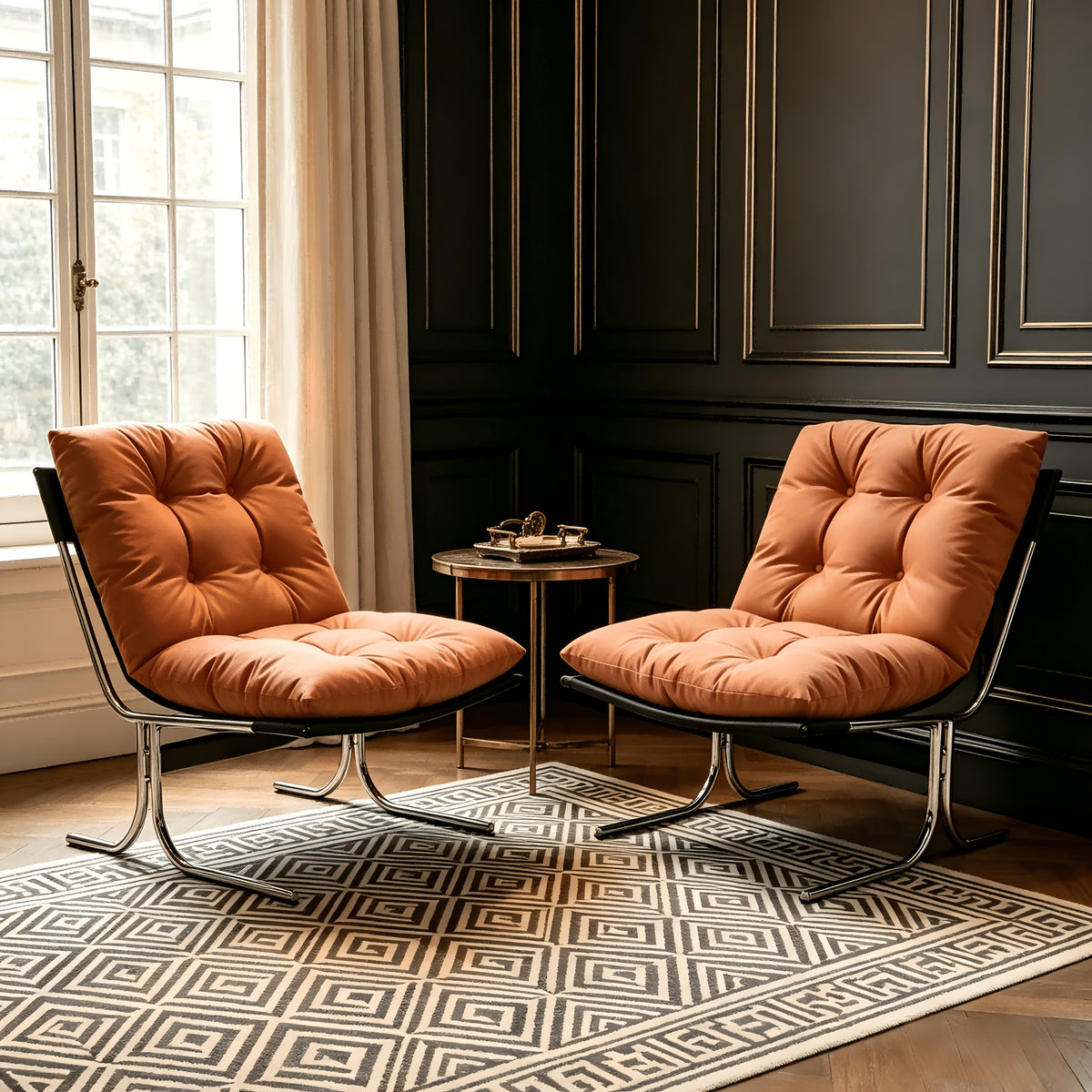 faux leather accent chair chrome metallegs armless modern - Temu
