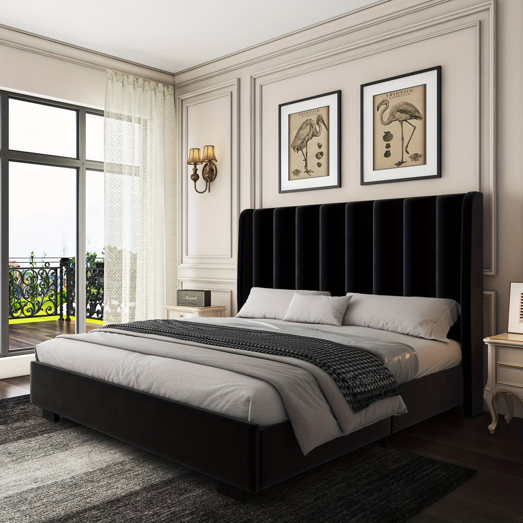 queen size upholstered bed frame   2 tall headboard - Temu