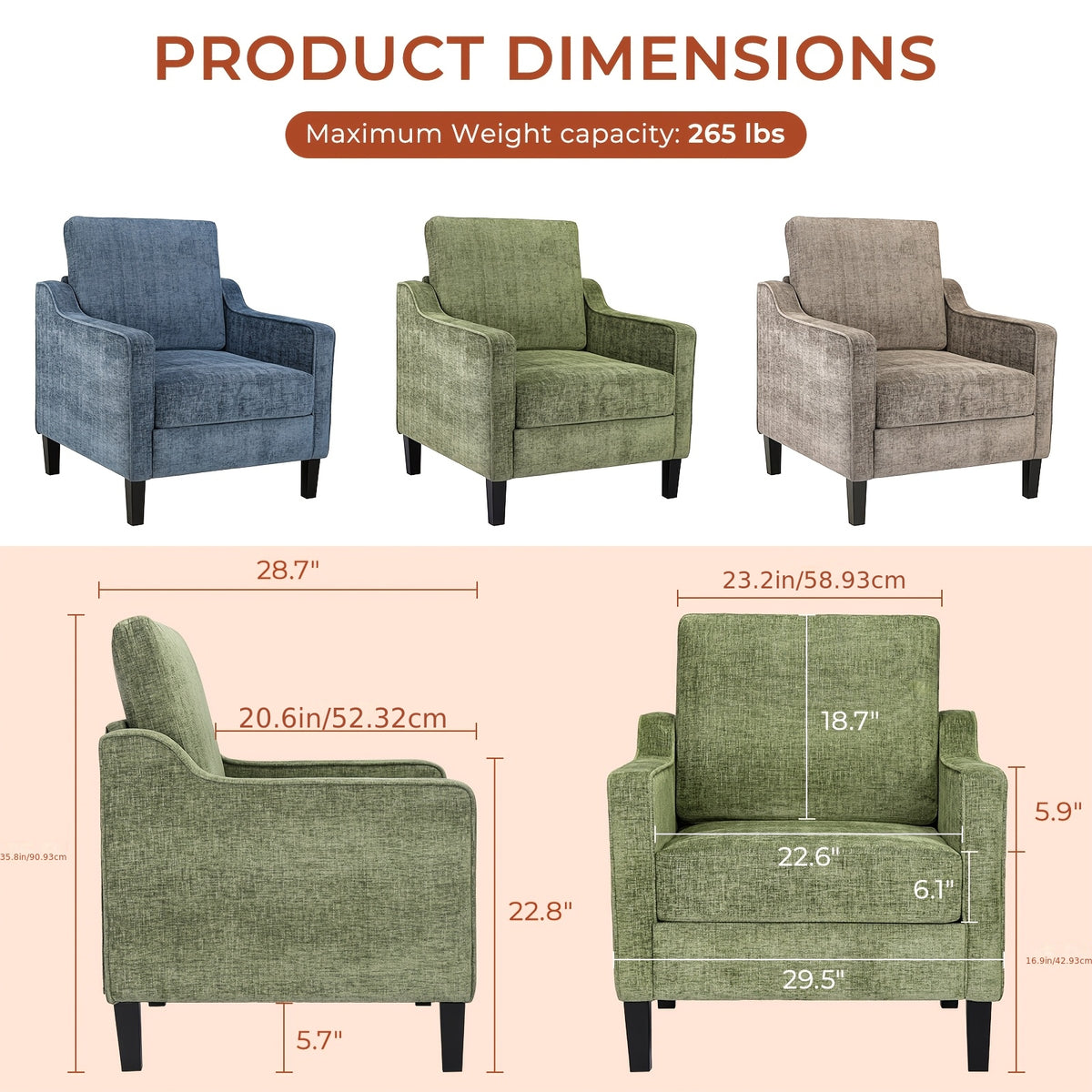 century accent chair modern upholstered chenille - Temu