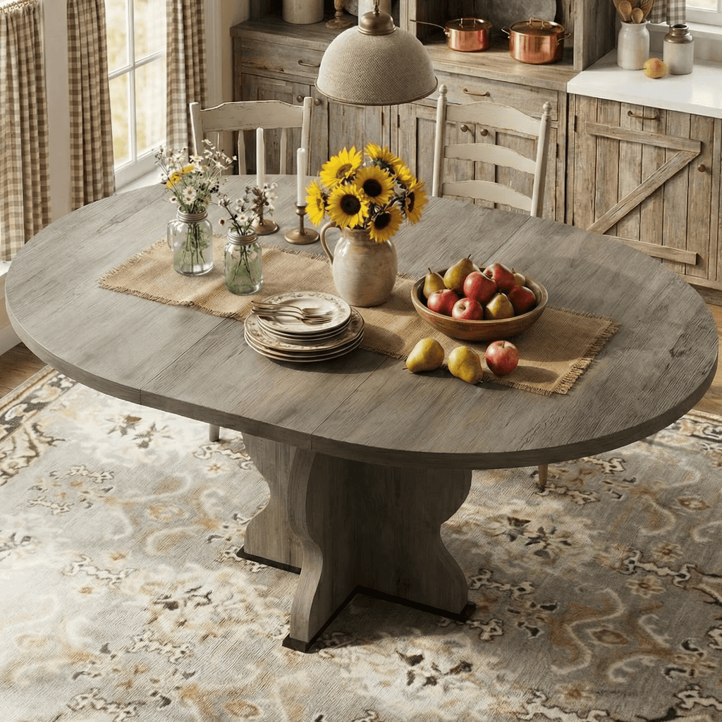 adjustable round dining table measuring 47 63 featuring a - Temu