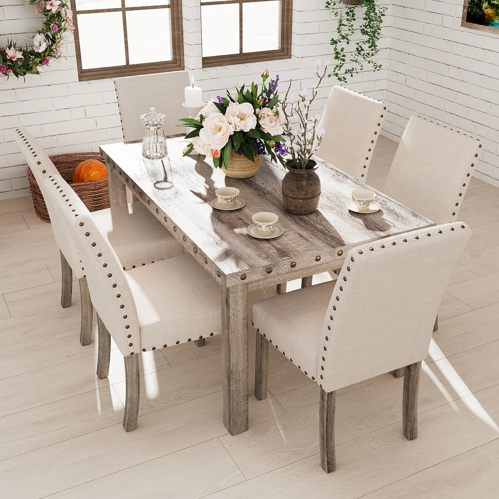 rustic dining table set farmhouse kitchen dining - Temu