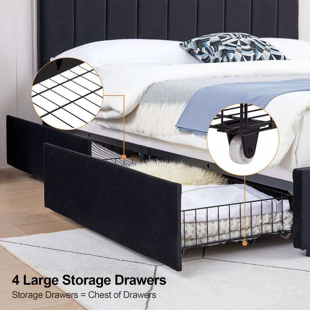 twin full queen king size upholstered bed frame drawers - Temu