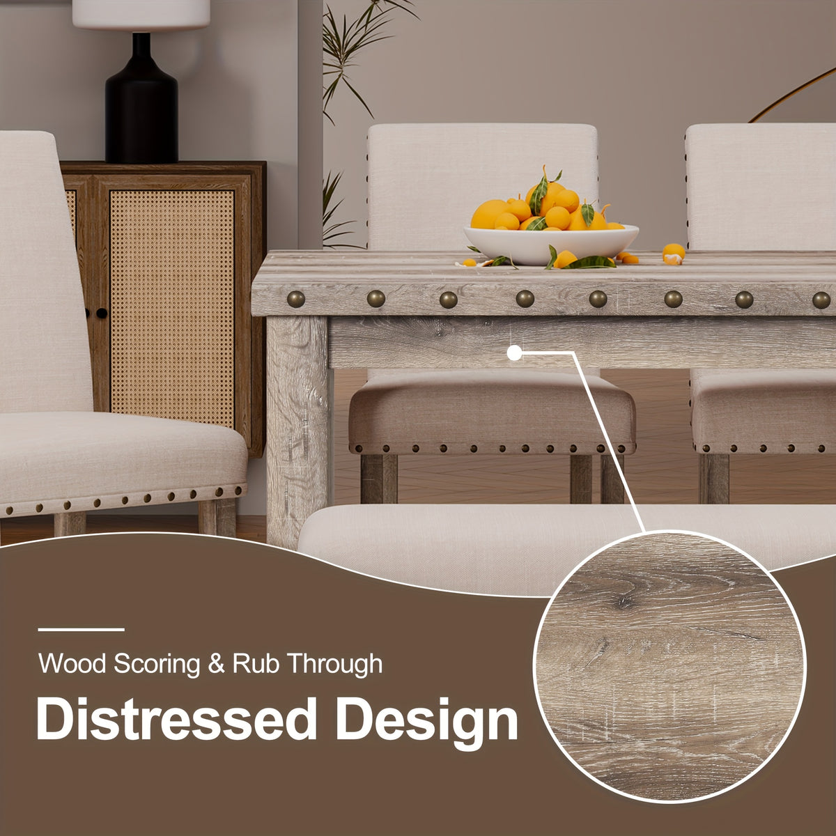 rustic dining table set farmhouse kitchen dining - Temu