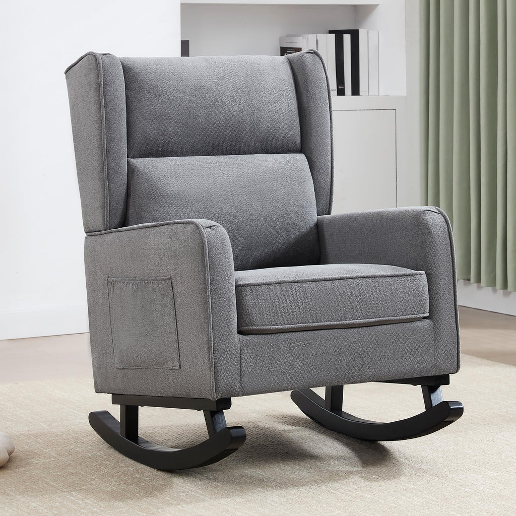 solid wood rocking chair 30 gentle rocking breathable fabric - Temu
