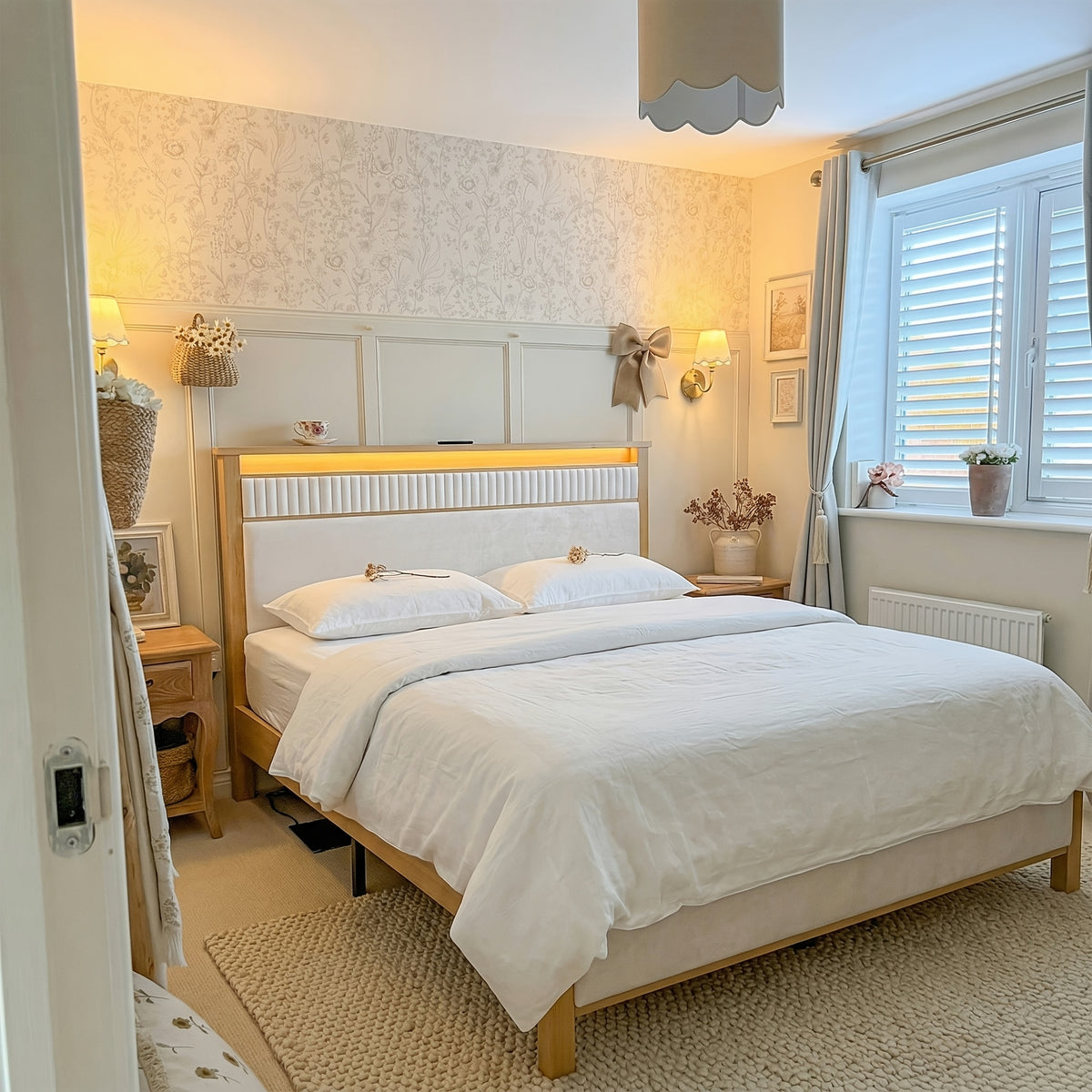 upholstered bed frame vertical stripe headboard queen king - Temu