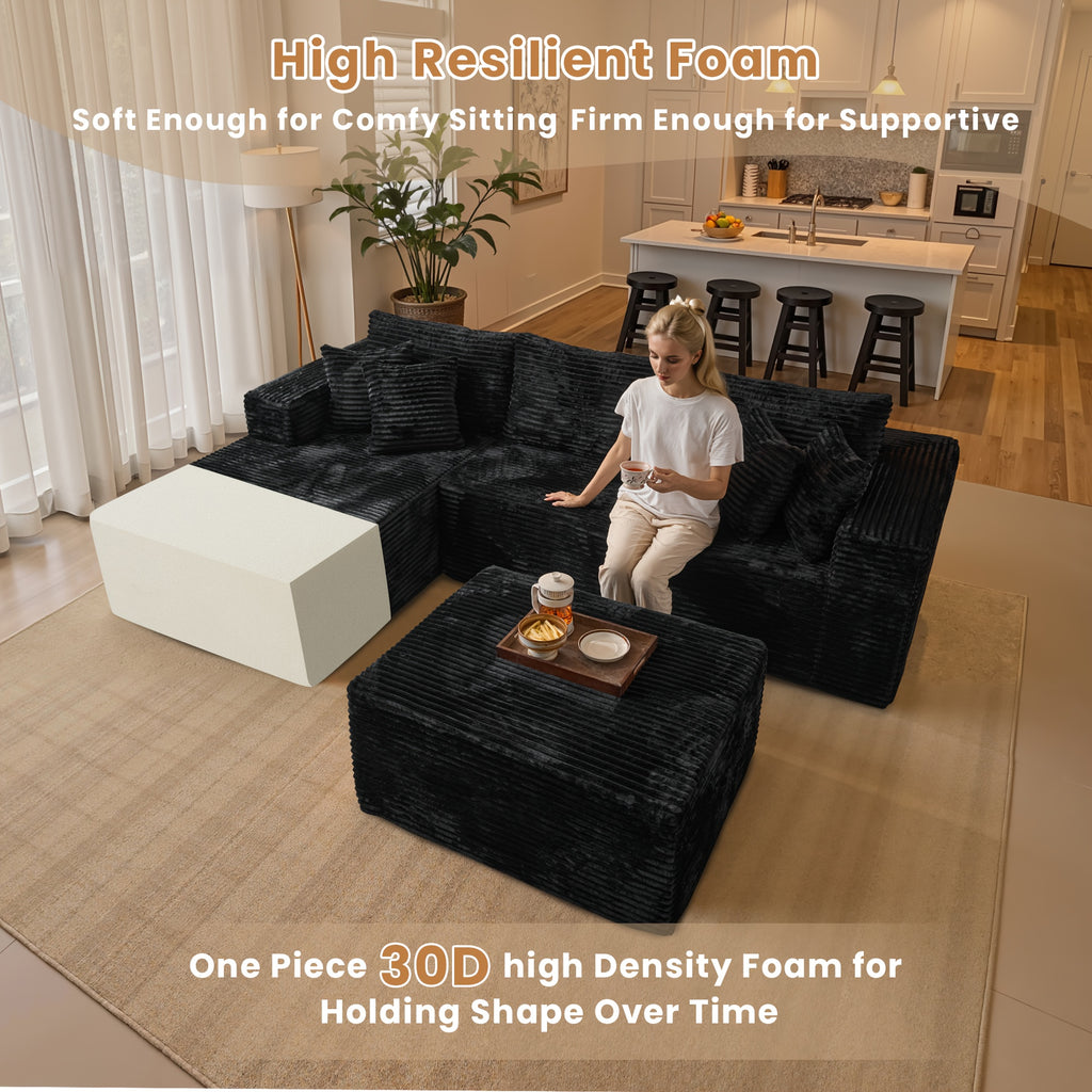 modern 108 inch convertible sectional sofa   4 pillows - Temu