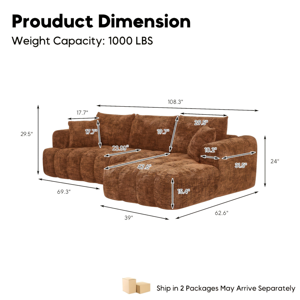 108   sectional sofa couch deep seat modern l - Temu