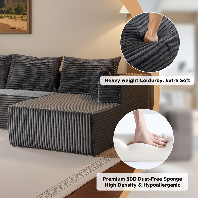 boneless couch sectional sofa living room modern corduroy - Temu
