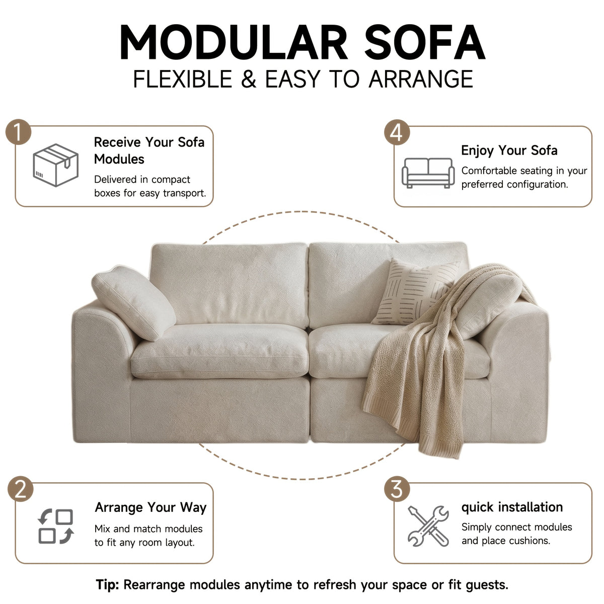 loveseat 2 seater cloud couch comfy deep seat modern small - Temu
