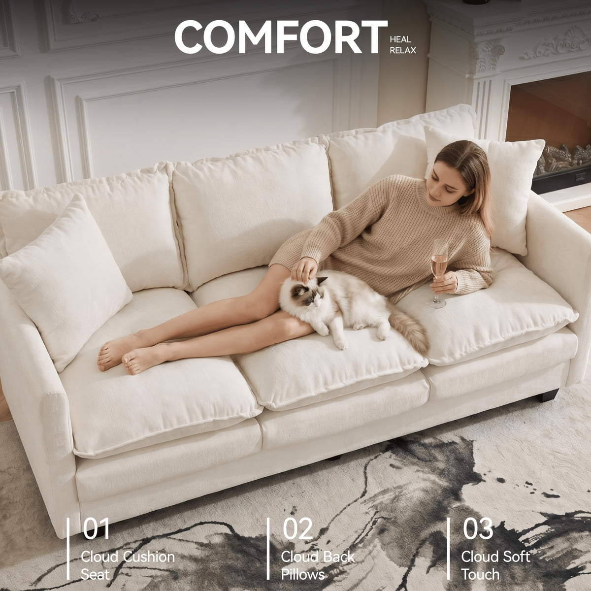 31 inch cloud accent chair storage   modern chenille - Temu