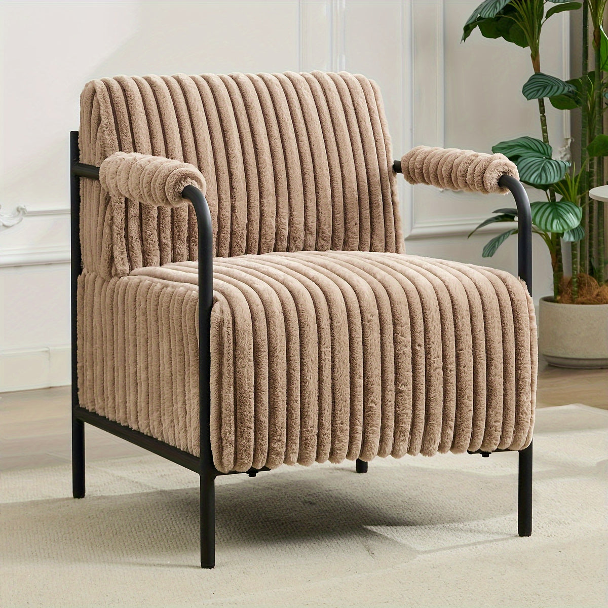 1 single modern metal frame upholstered armchair thickened - Temu