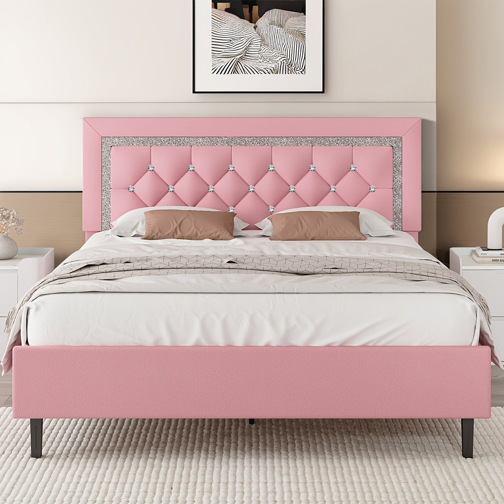 twin full queen size bed frame diamond headboard wood slats - Temu