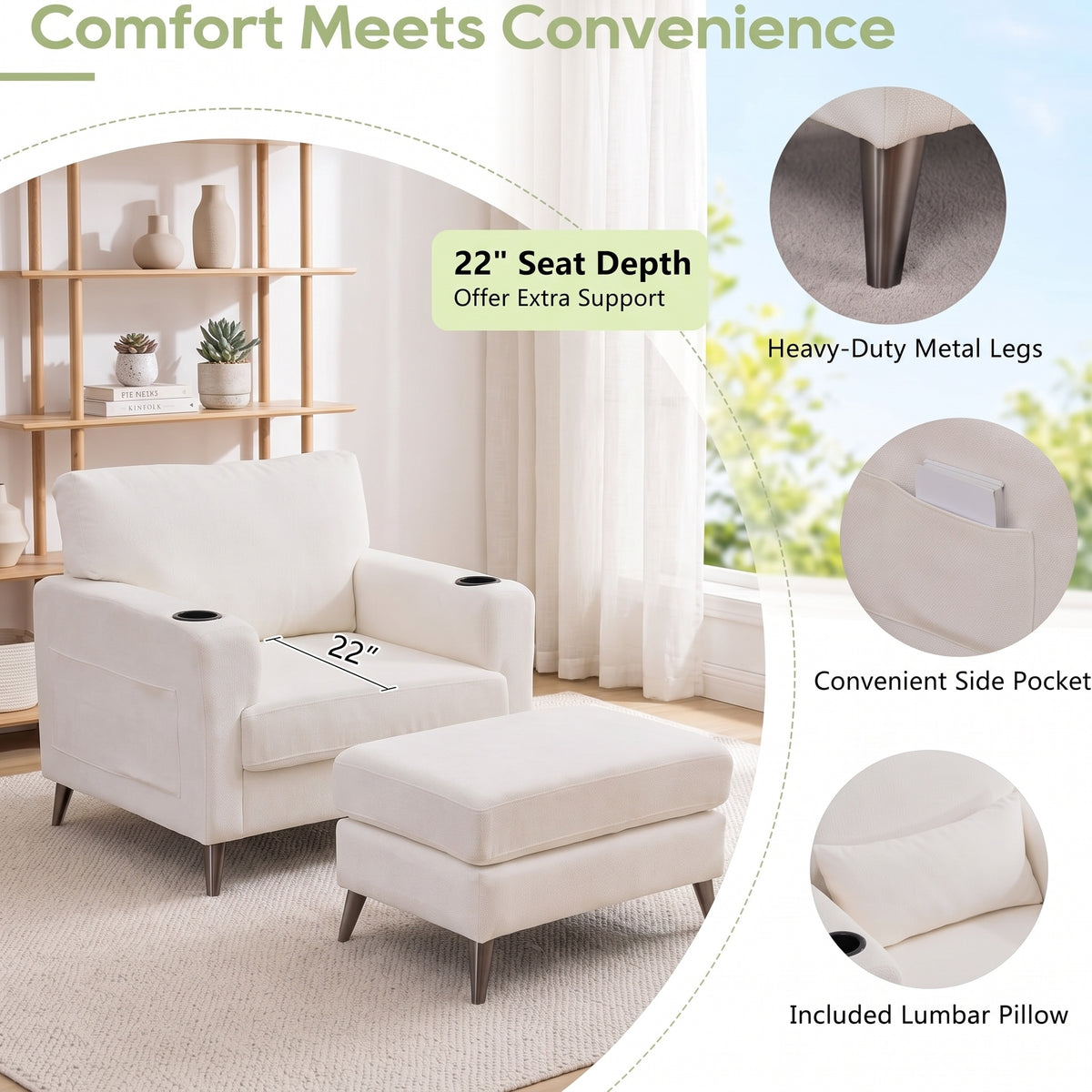 single sofa chair matching   ultra comfy chaise lounge - Temu