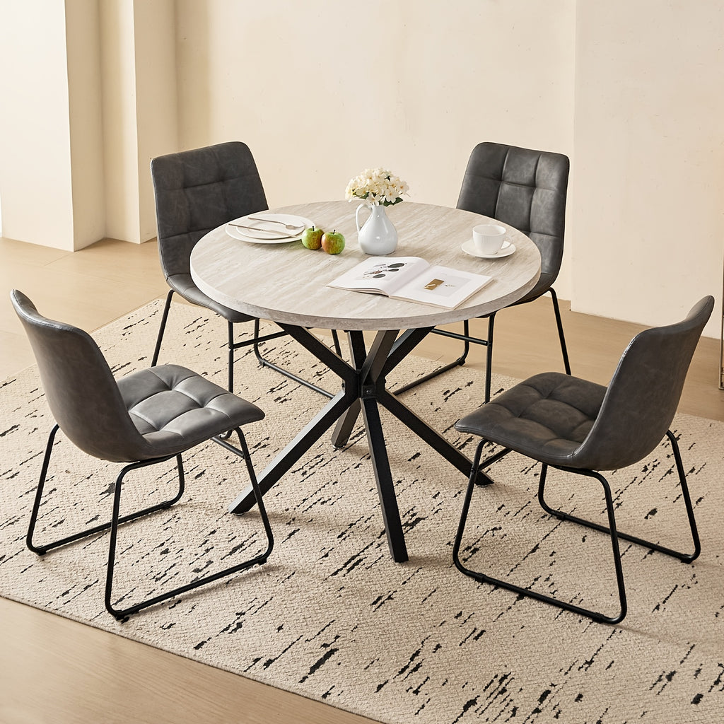 39 modern round 5pcs dining set natural wood grain - Temu