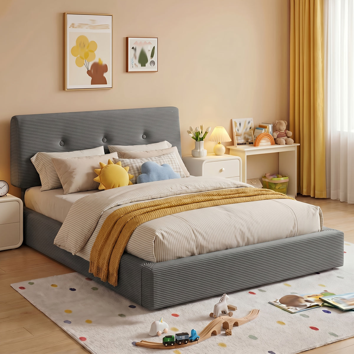 cloud bed frame adjustable headboard upholstered soft king - Temu