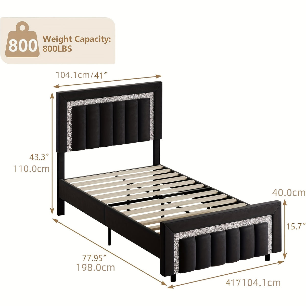 twin full queen size bed frame black velvet upholstered bed - Temu