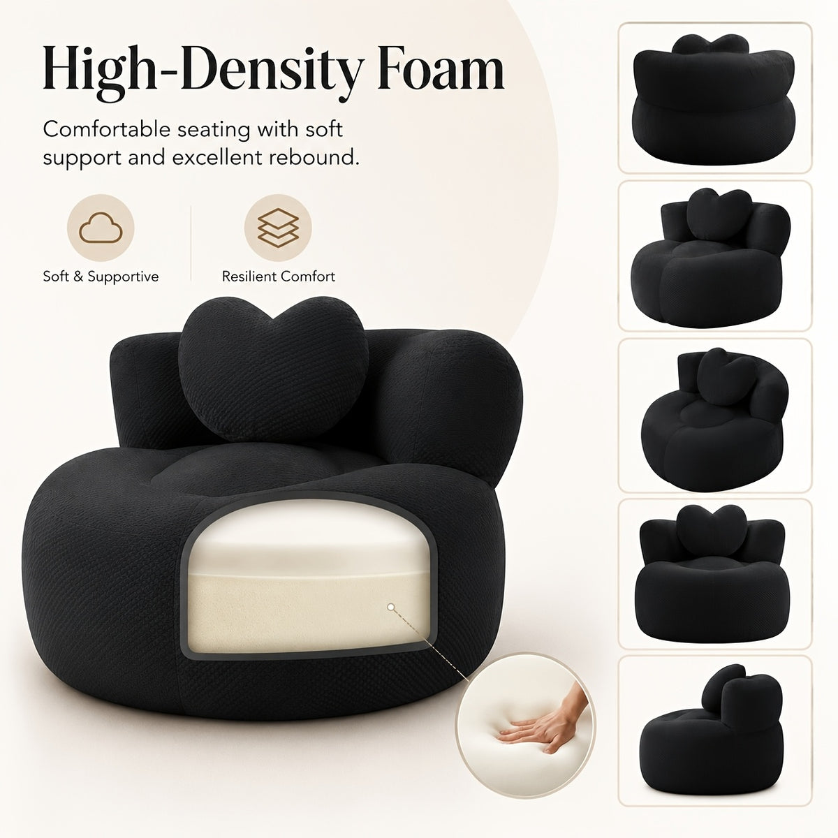 chaise lounge chair round heart shaped corduroy couch high - Temu