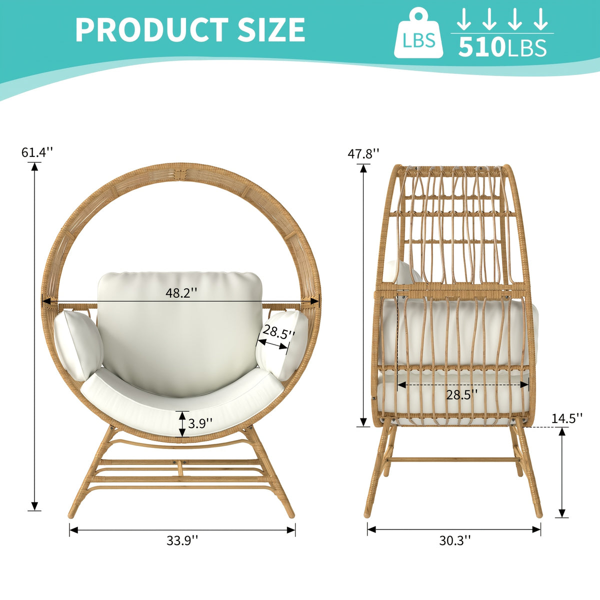 trendy relaxation modern round rattan lounge chair 4 - Temu