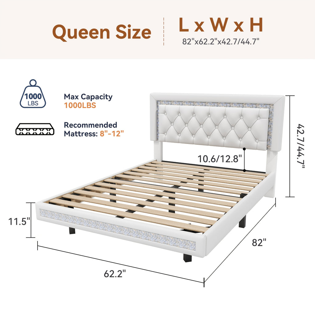 mraeer diamond quilted velvet silent full queen bed frame - Temu