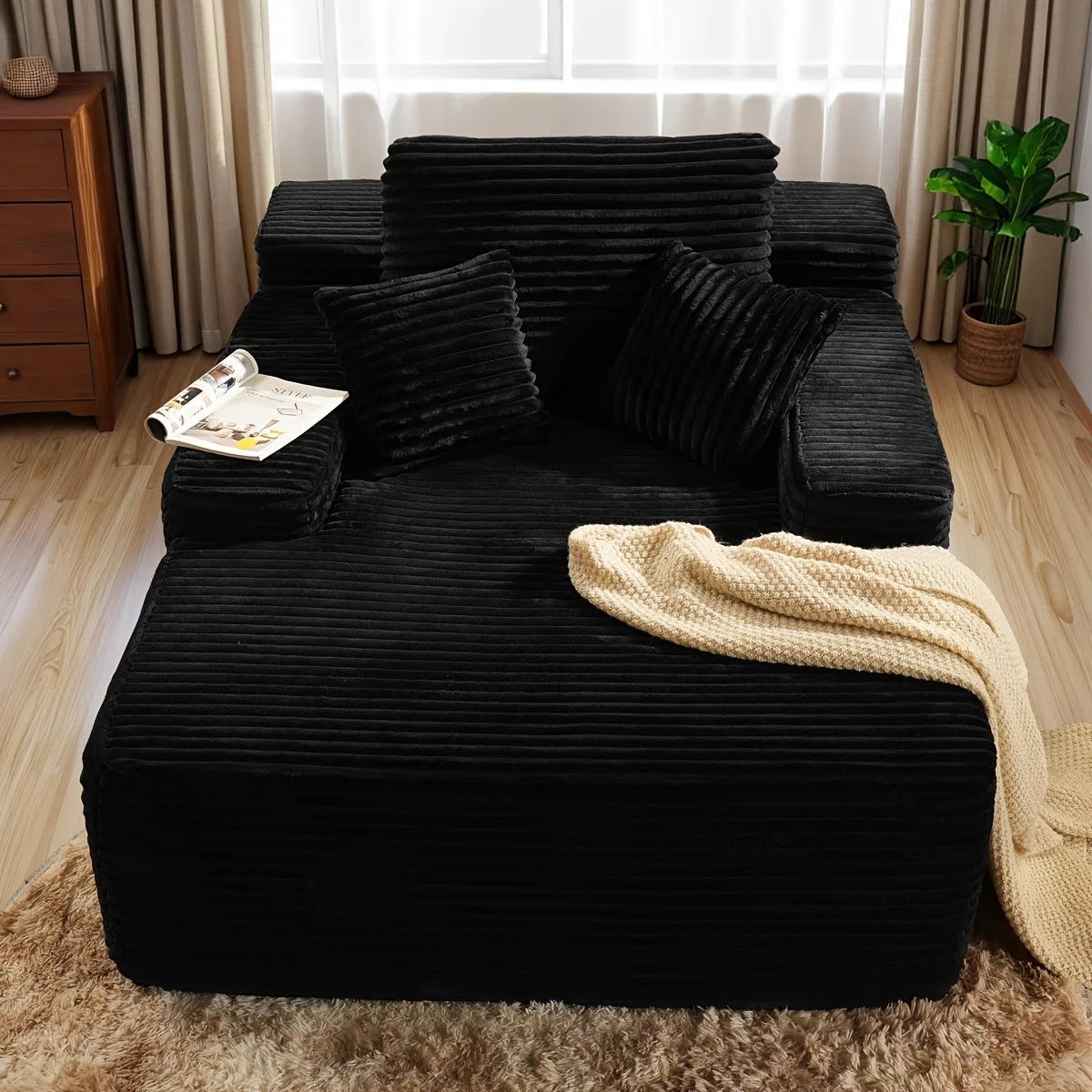 indoor lounge chair 47 24 flannel upholstered boneless sofa - Temu