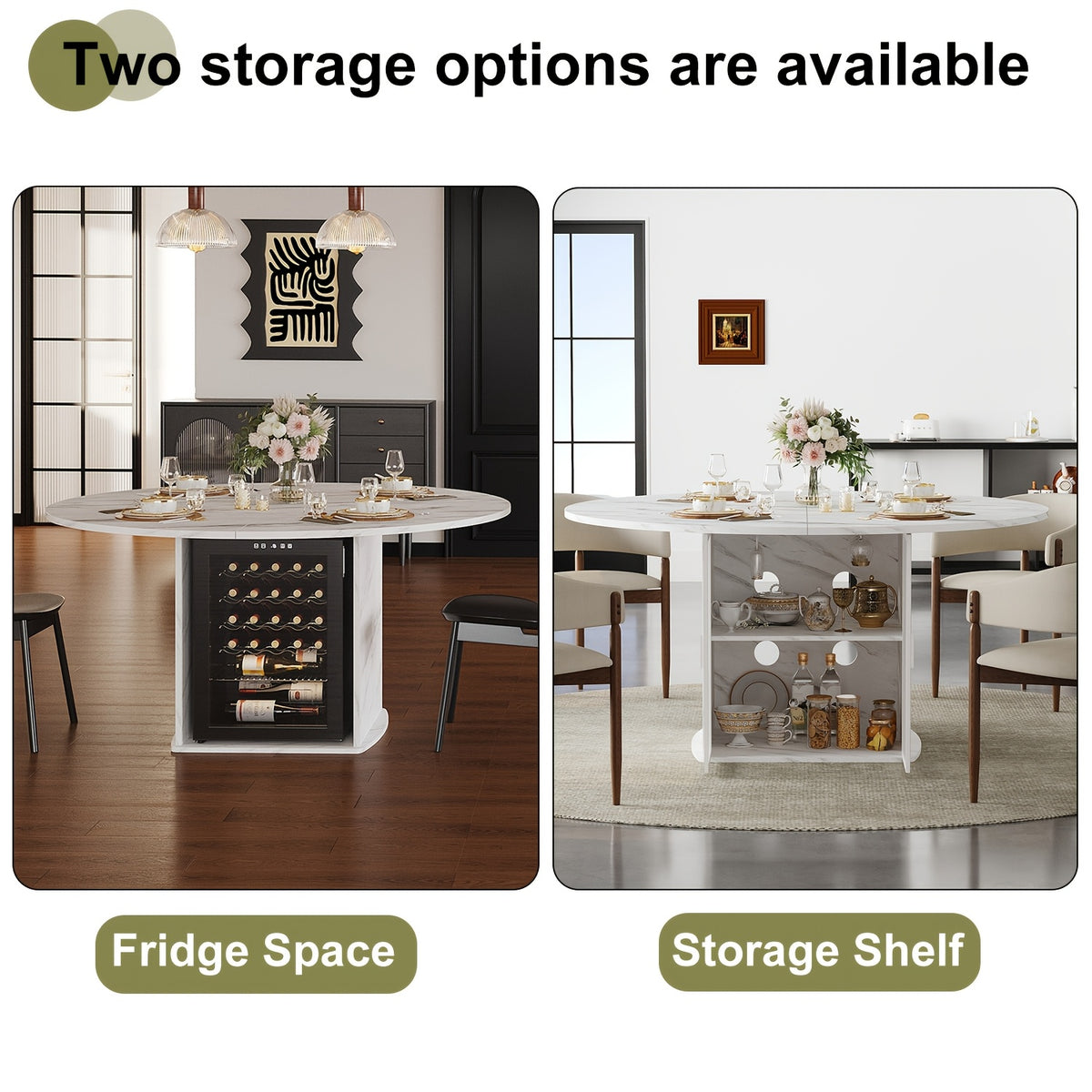 47 modern round dining table storage fridge space suitable 4 - Temu