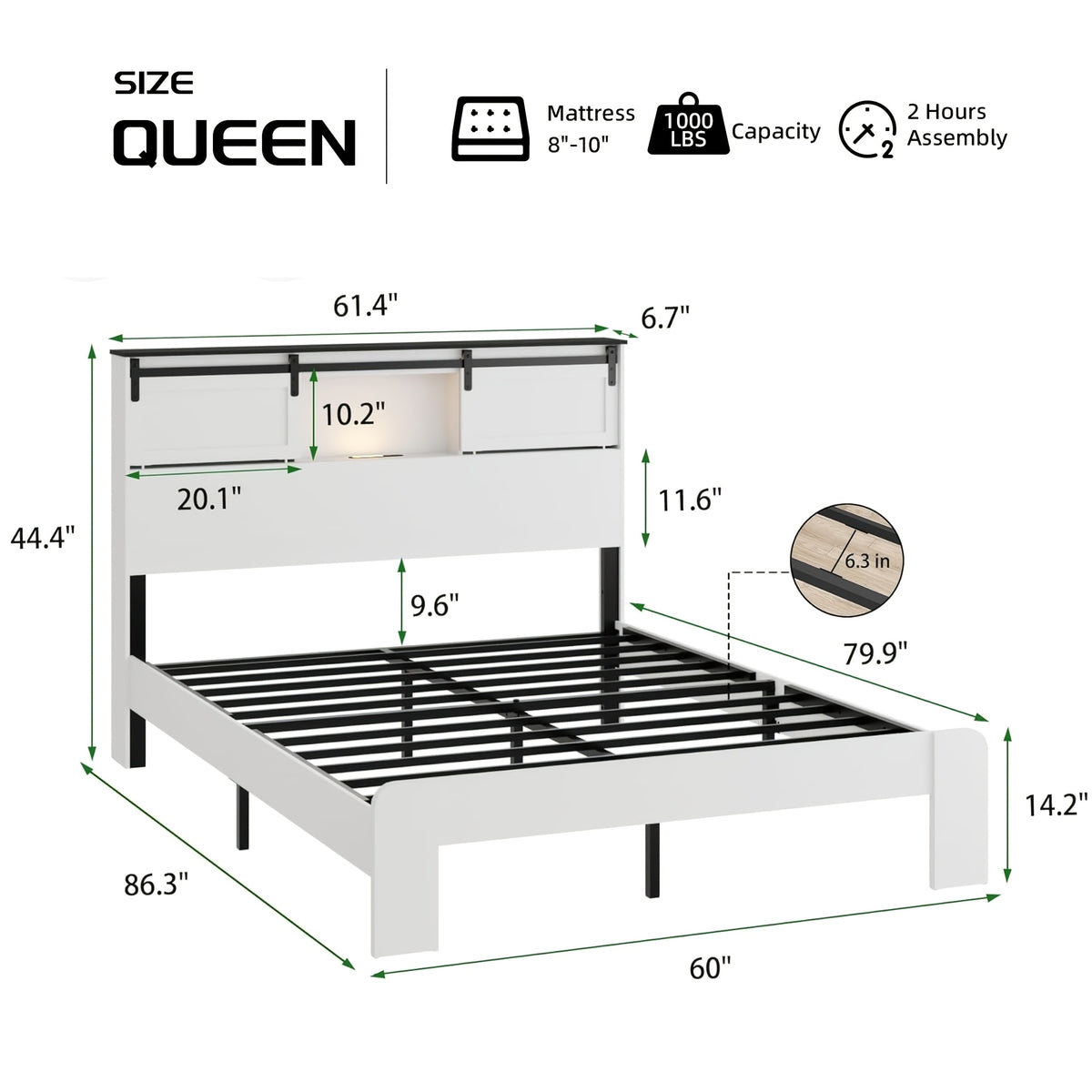 king queen wooden platform bed frame headboard modern - Temu
