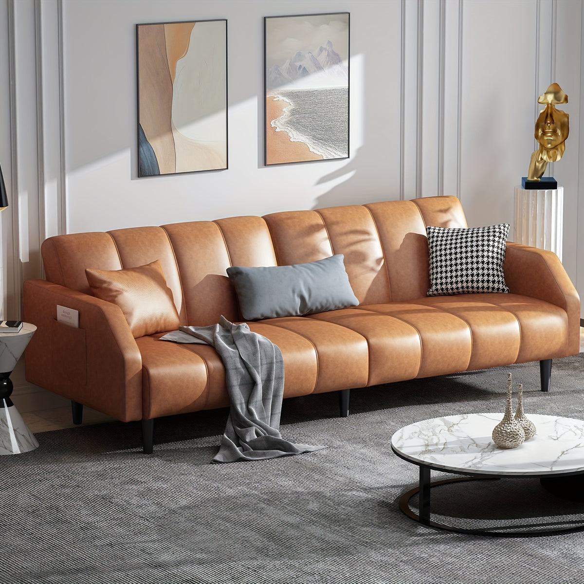 faux leather futon sofa bed 78 inch piano   queen - Temu