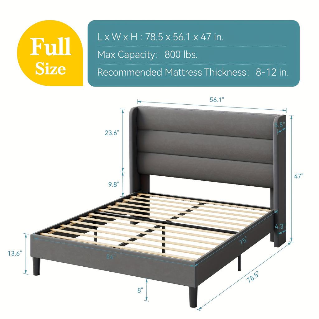 modern wingback platform bed frame velvet upholstered - Temu