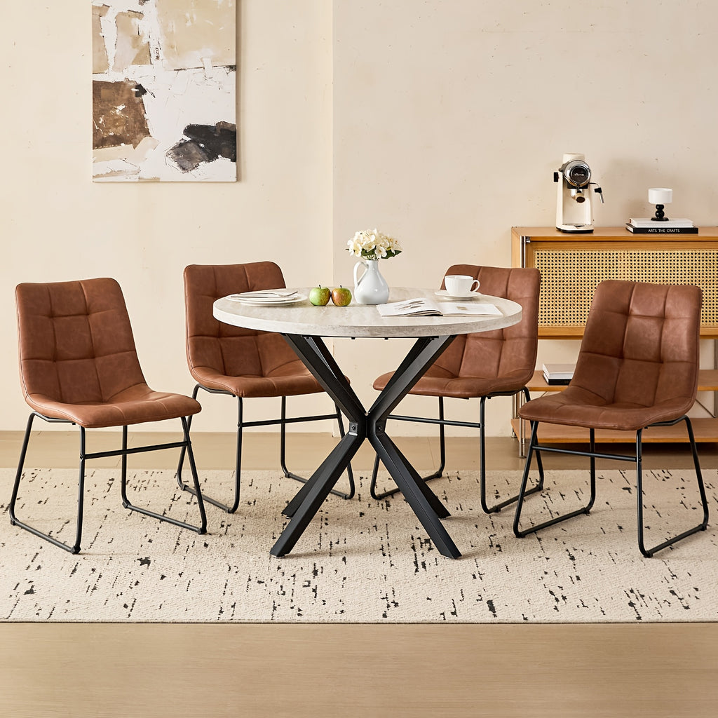 39 modern round 5pcs dining set natural wood grain - Temu
