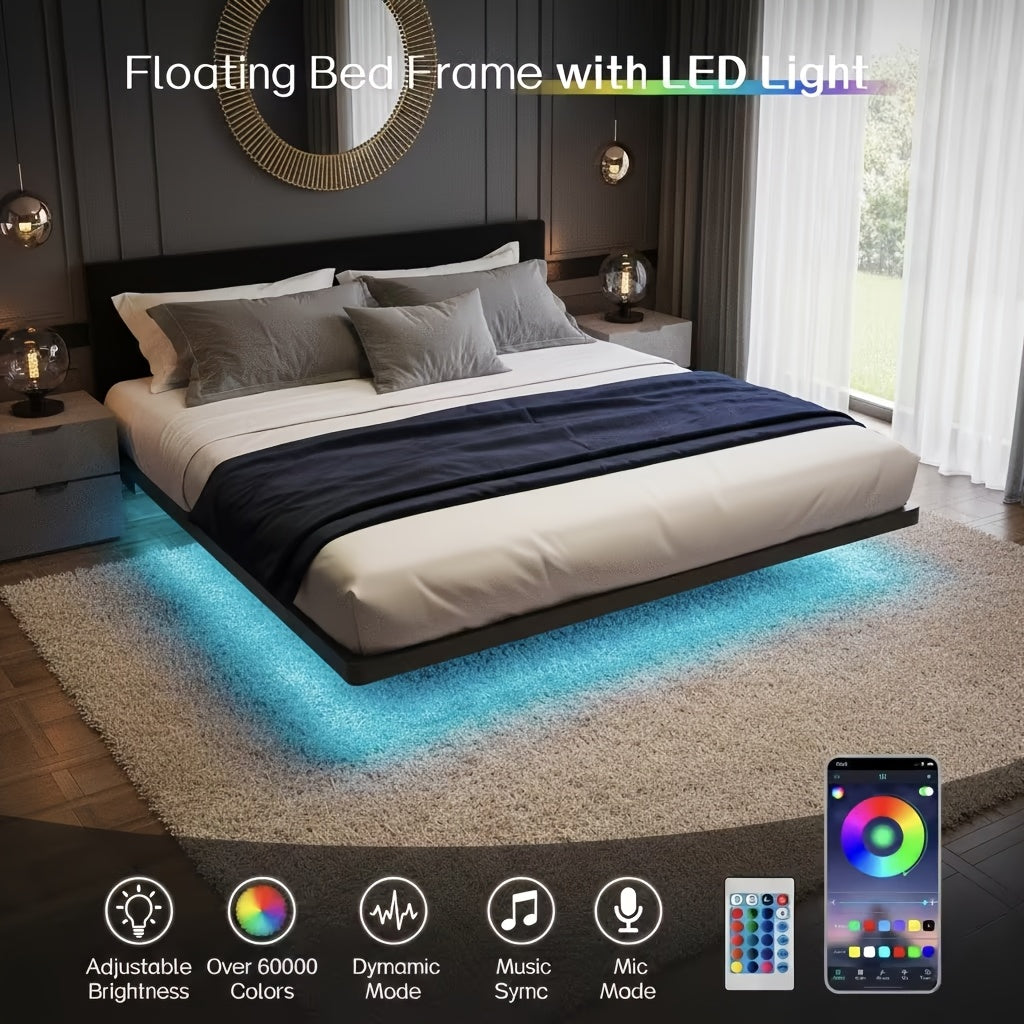 bed frame floats   led lighting a charging station - Temu