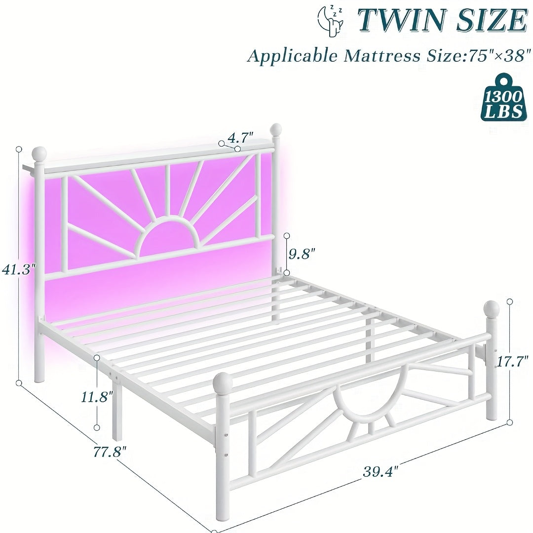 twin full queen metal bed frames led lights strong metal - Temu