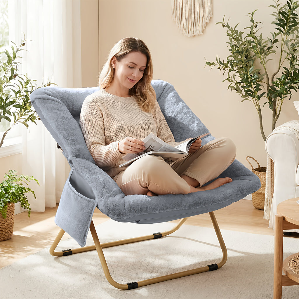 comfy saucer chair foldable lounge chair soft faux fur - Temu
