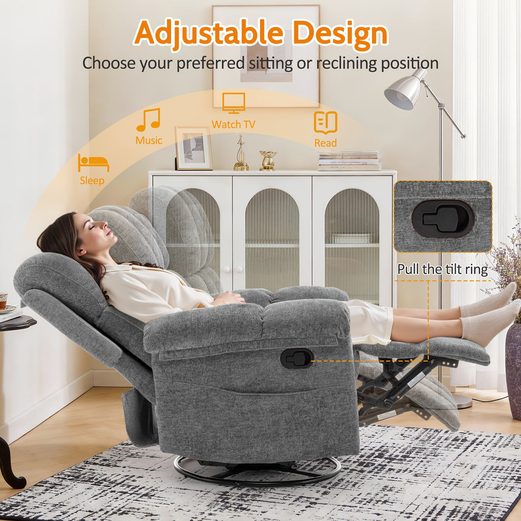chenille manual swivel rocking chair comfortable fabric high - Temu