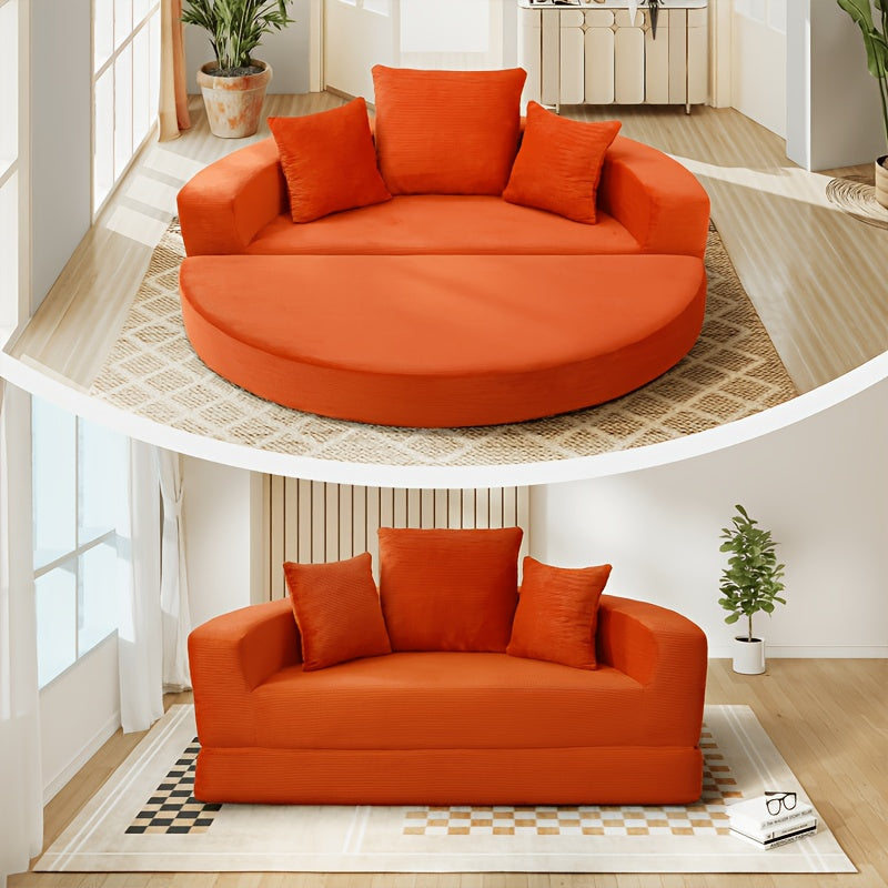 convertible sofa bed round folding   upholstered sofa - Temu
