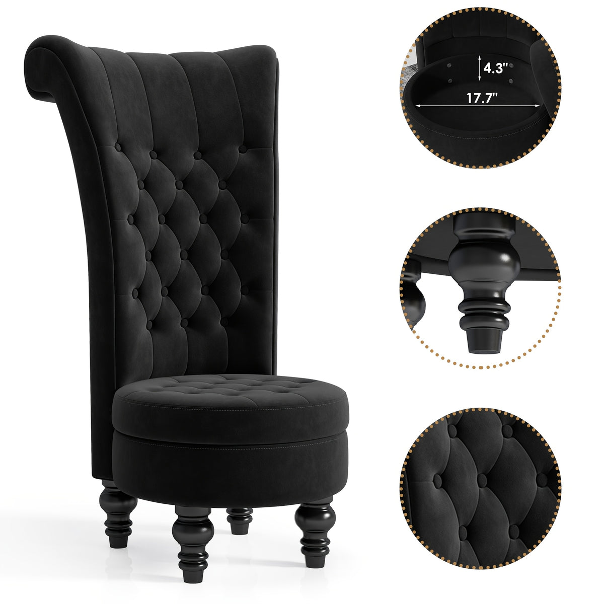 back chair velvet armless accent chair button - Temu