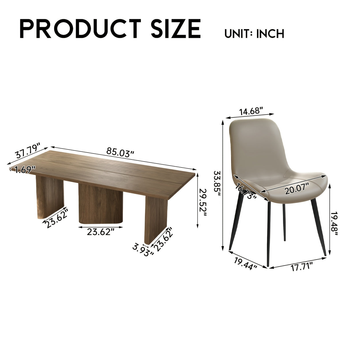 modern oak grain dining table set large tabletop stable 3d - Temu